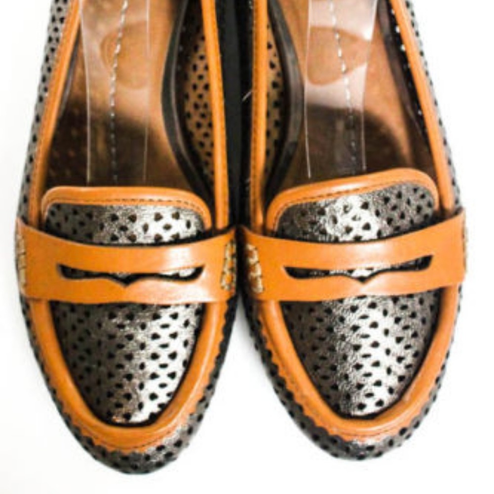 Dolce Vita Silver Metallic Orange Leather flats 6